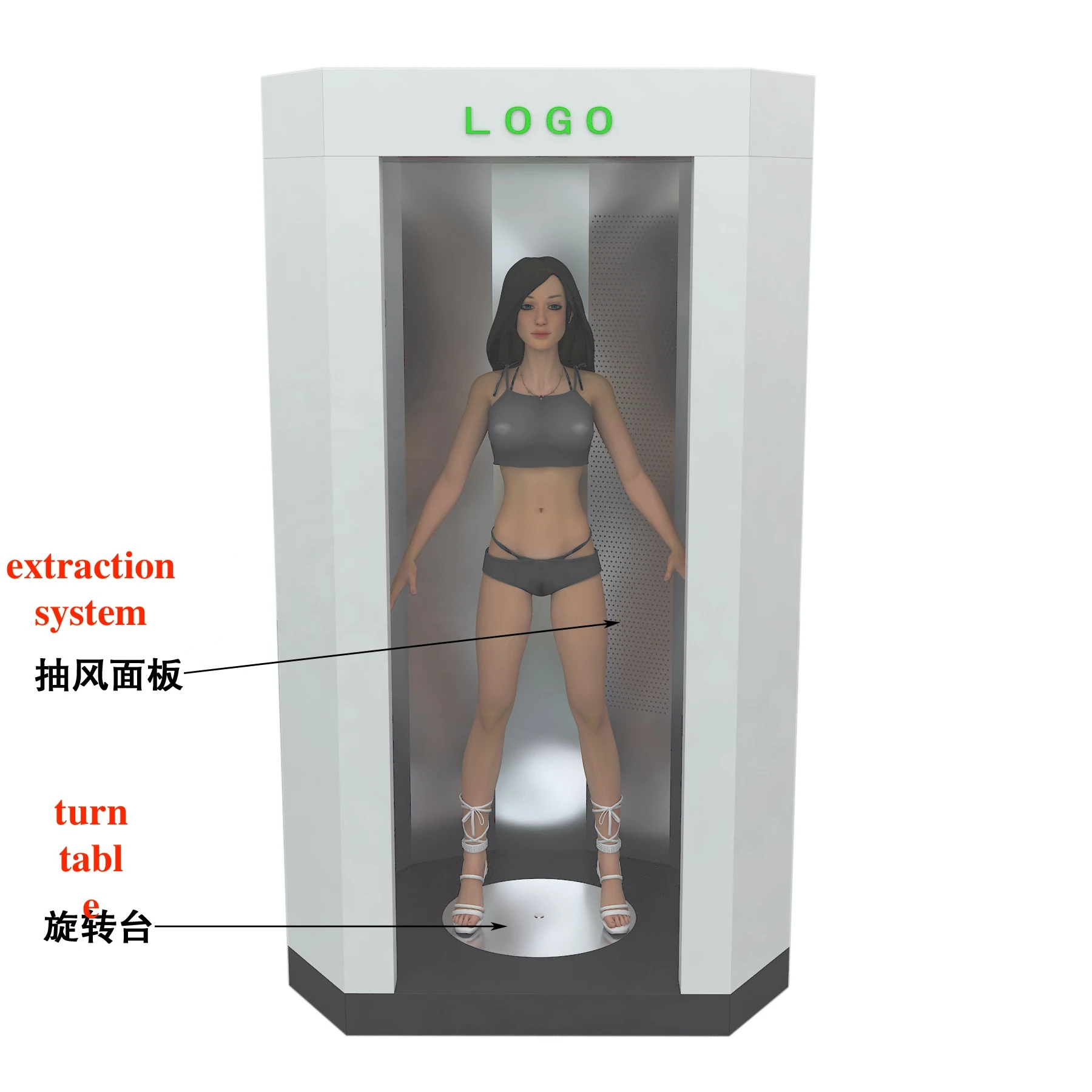Automatic Spray tan overspray extraction booth