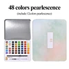 48/set solid watercolor set (12 pearlescent )