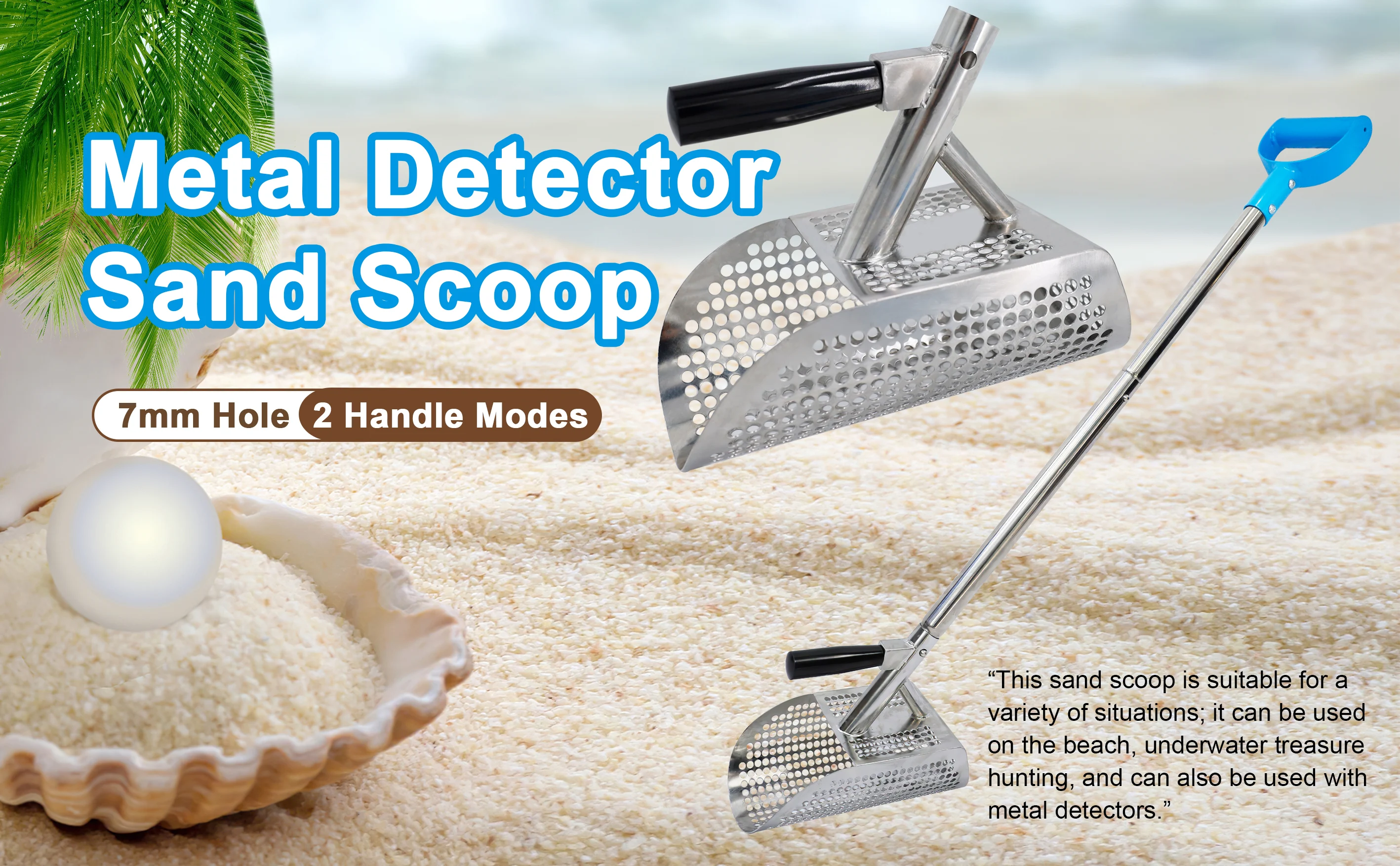 Long And Short Handles Metal Detector Sand Scoop Steel Metal Detecting ...