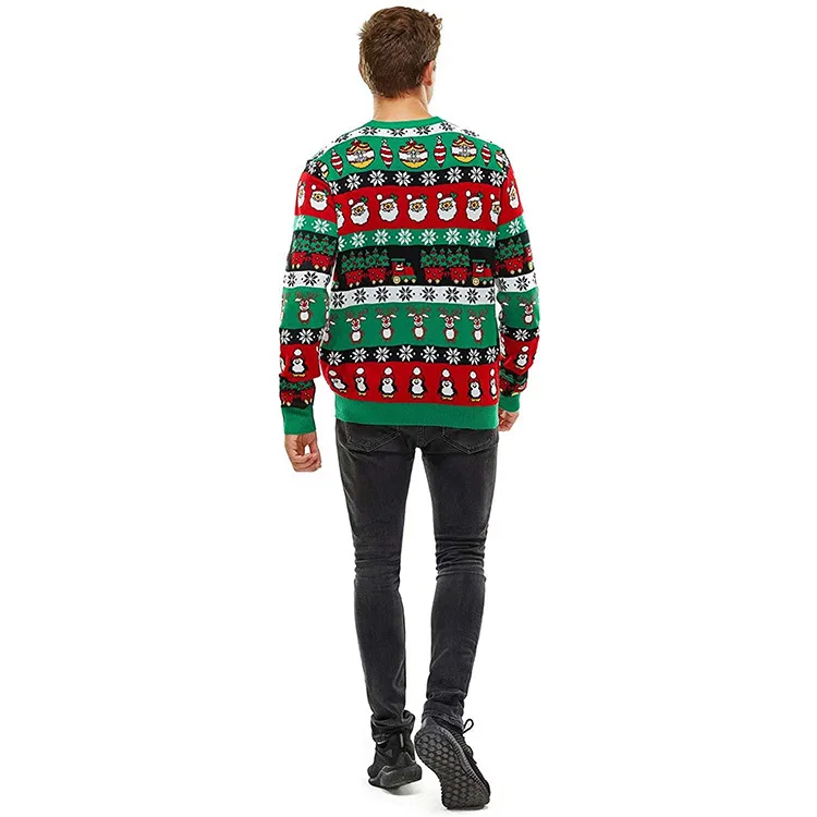 OEM ODM Pull en tricot à motif jacquard de Noël pour hommes Pull