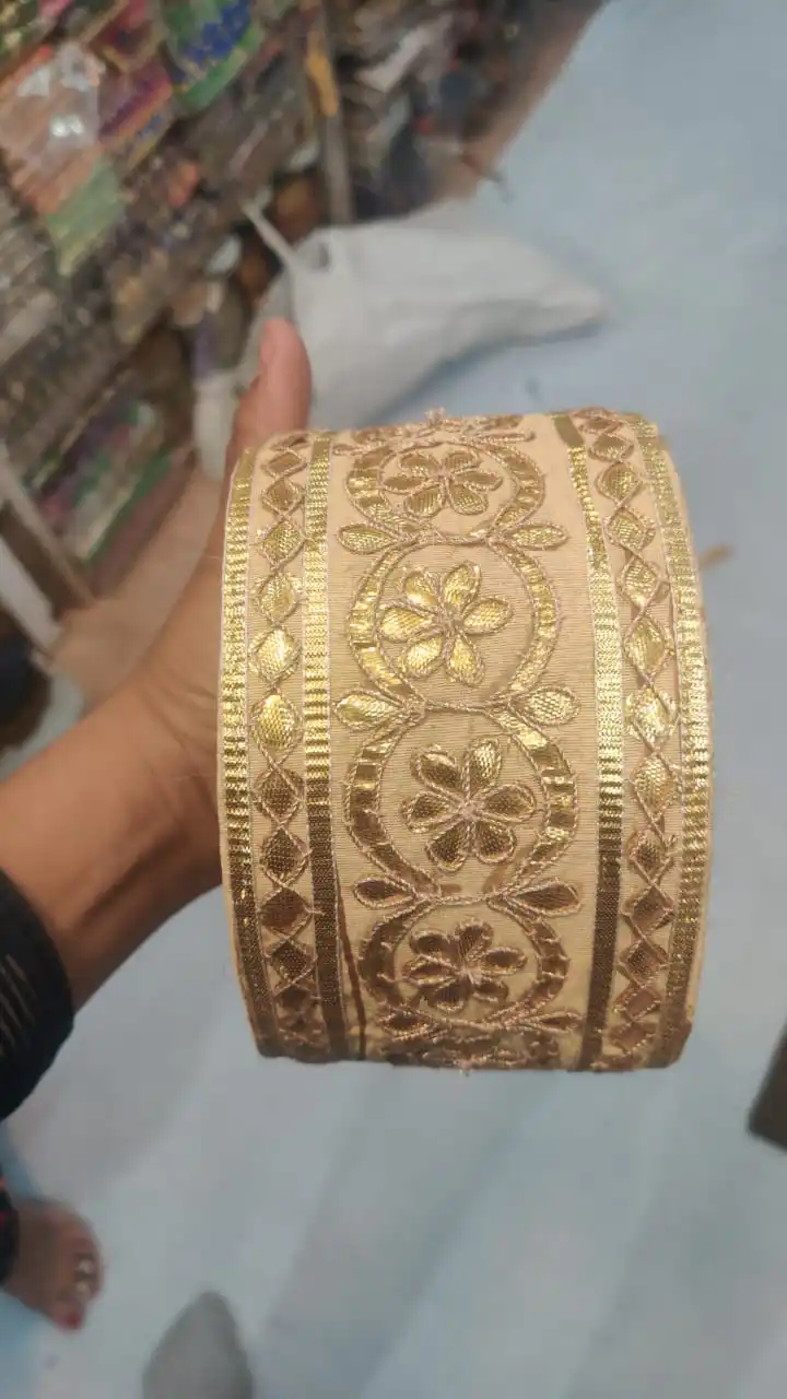 Custom Made Embroidered Thread Work Laces with Multi Coloured Options in 3 Inches Width Ethnic Indian Design for Resale.