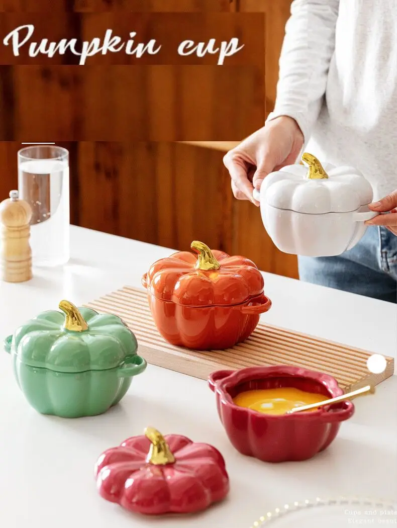 2023 Christmas exquisite and fashionable festival ceramic porcelain colorful pumpkin design soup bowl pot for home details