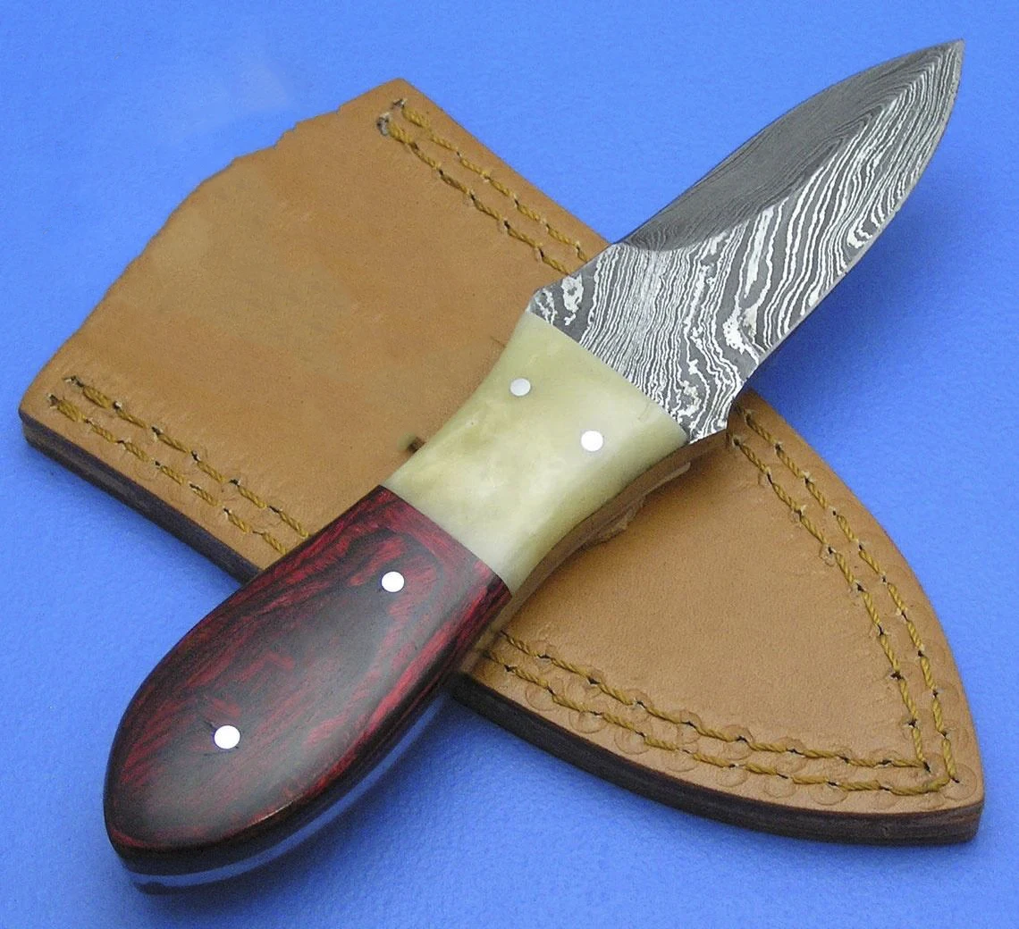 Нож для морепродуктов из дамасской стали, с деревянной ручкой