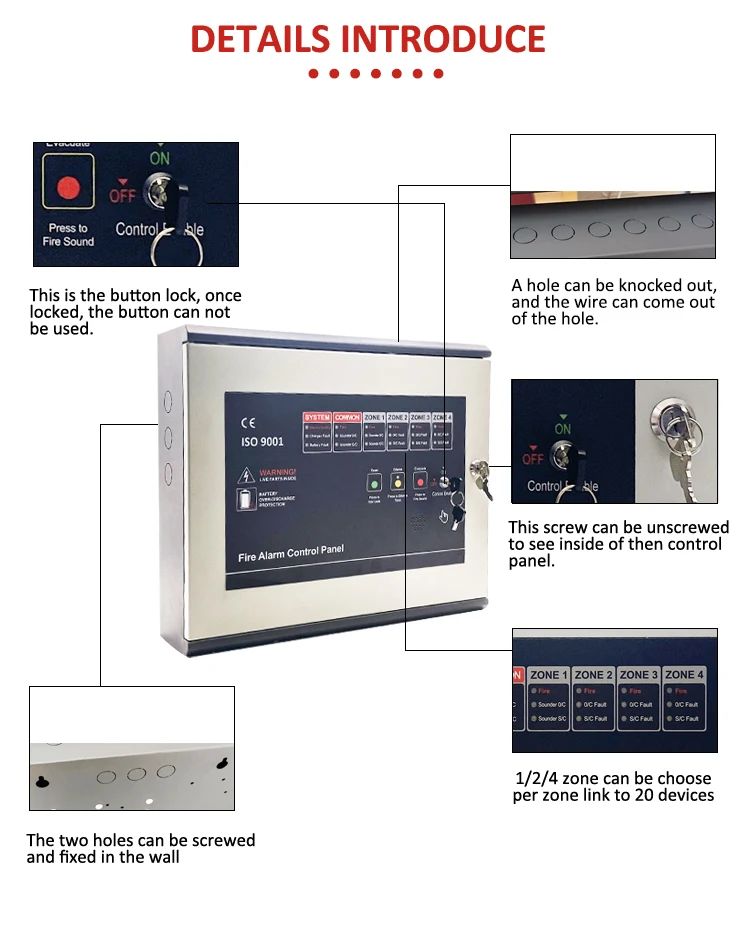 Good Quality Fire Alarm Control Panels With 4/8 Zones Conventional Fire ...