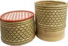 Natural Bamboo with Red Pattern Accents