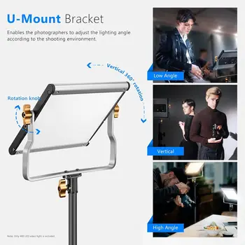 Neewer Dimmable Bi-Color LED with U Bracket Professional Video Light for Studio, YouTube Outdoor Video Photography Lighting Kit detail image
