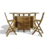 Silla de bar plegable de madera de teca natural