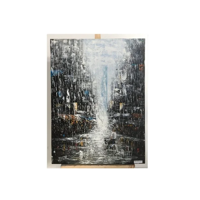 Vinpi Custom Abstract Sad Rain in City Canvas Oil Painting for Home Office Hotel Cafe Decor Handpainted & Printed Application