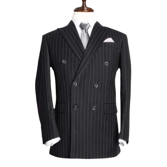 High Quality Businessman Suit OEM service breathable pinstriped anti-wrinkle anti-shrink special for 4 seasons elegant