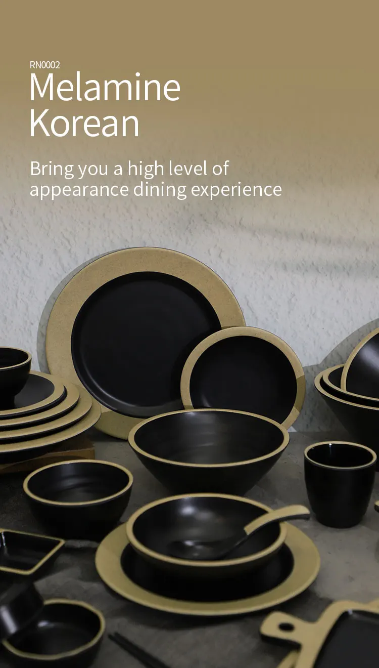 Hotel party serving dishes bowl dinner black and brown tableware dinnerware set melamine plates restaurant