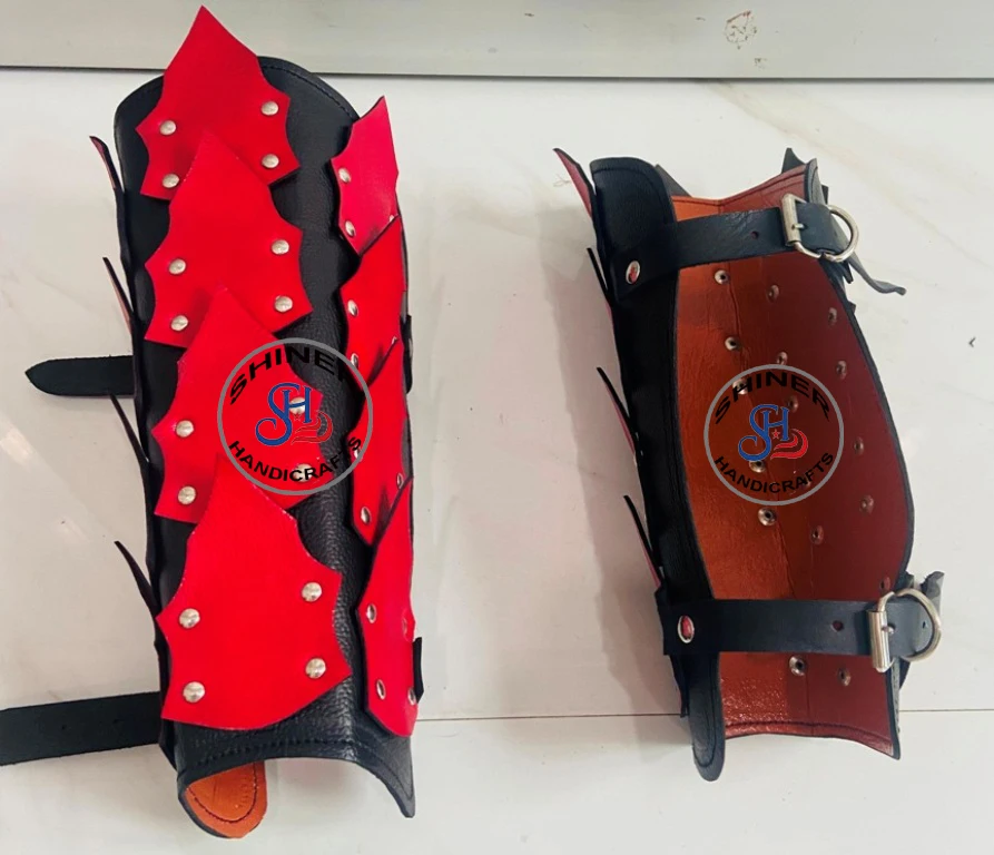 Medieval Leather Armor Gauntlets Wristband Viking Arm Guards