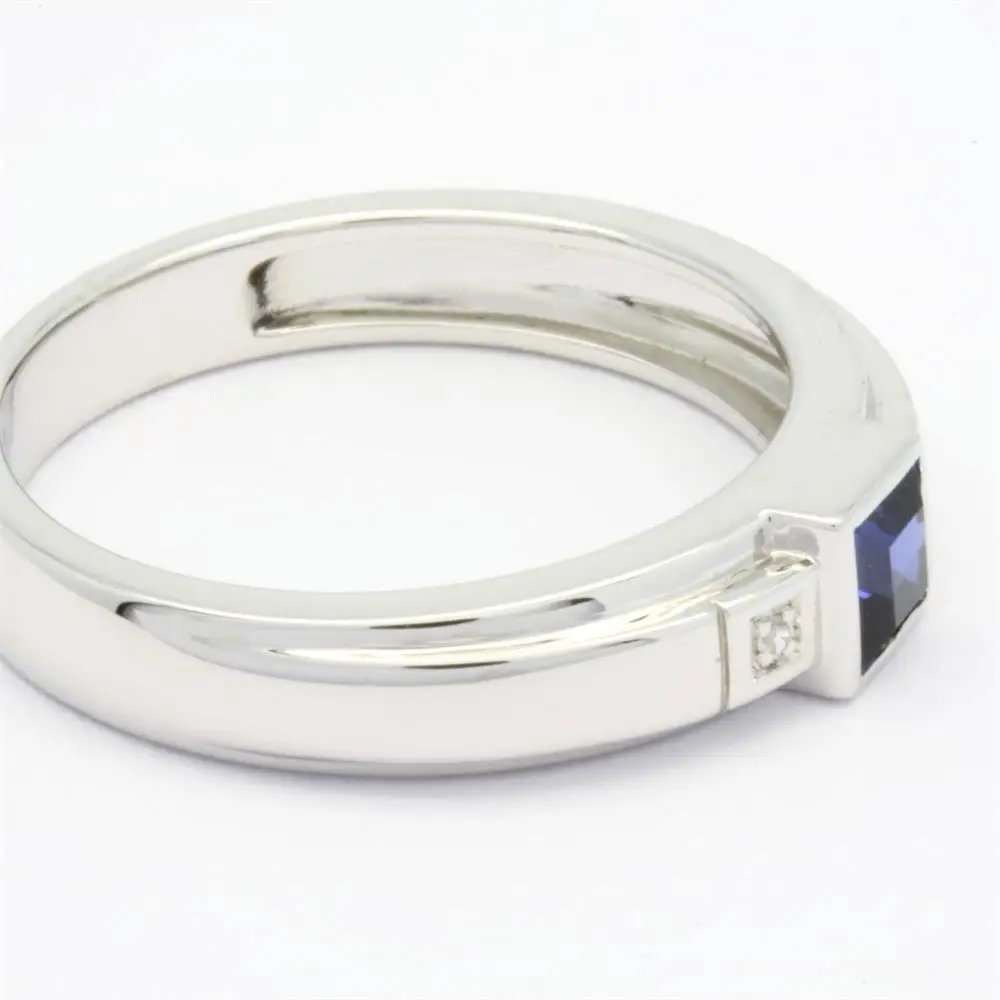 Thanksgiving Day Custom 18K 14K 9K White Gold Natural Blue Sapphire Diamond Smart Jewelry Ring for Men