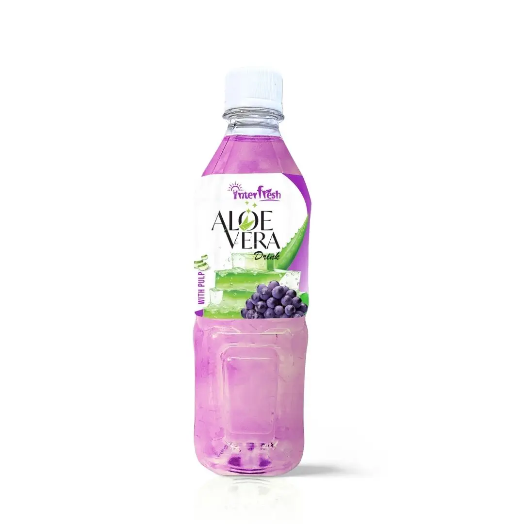 500ml INTERFRESH HACCP Certified Aloe Vera Fresh Drink with Grape Juice  Pulp Puree in Bottle Vietnam OEM Manufacture