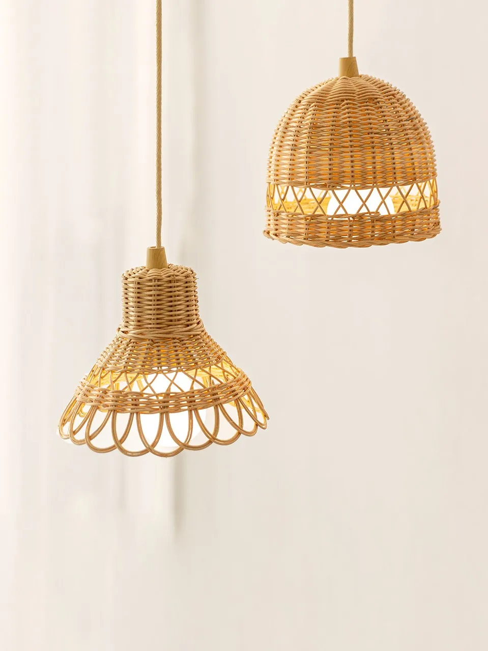 Rattan Pendant Lampshade Rustic Style Wicker Lampshades Frame Black