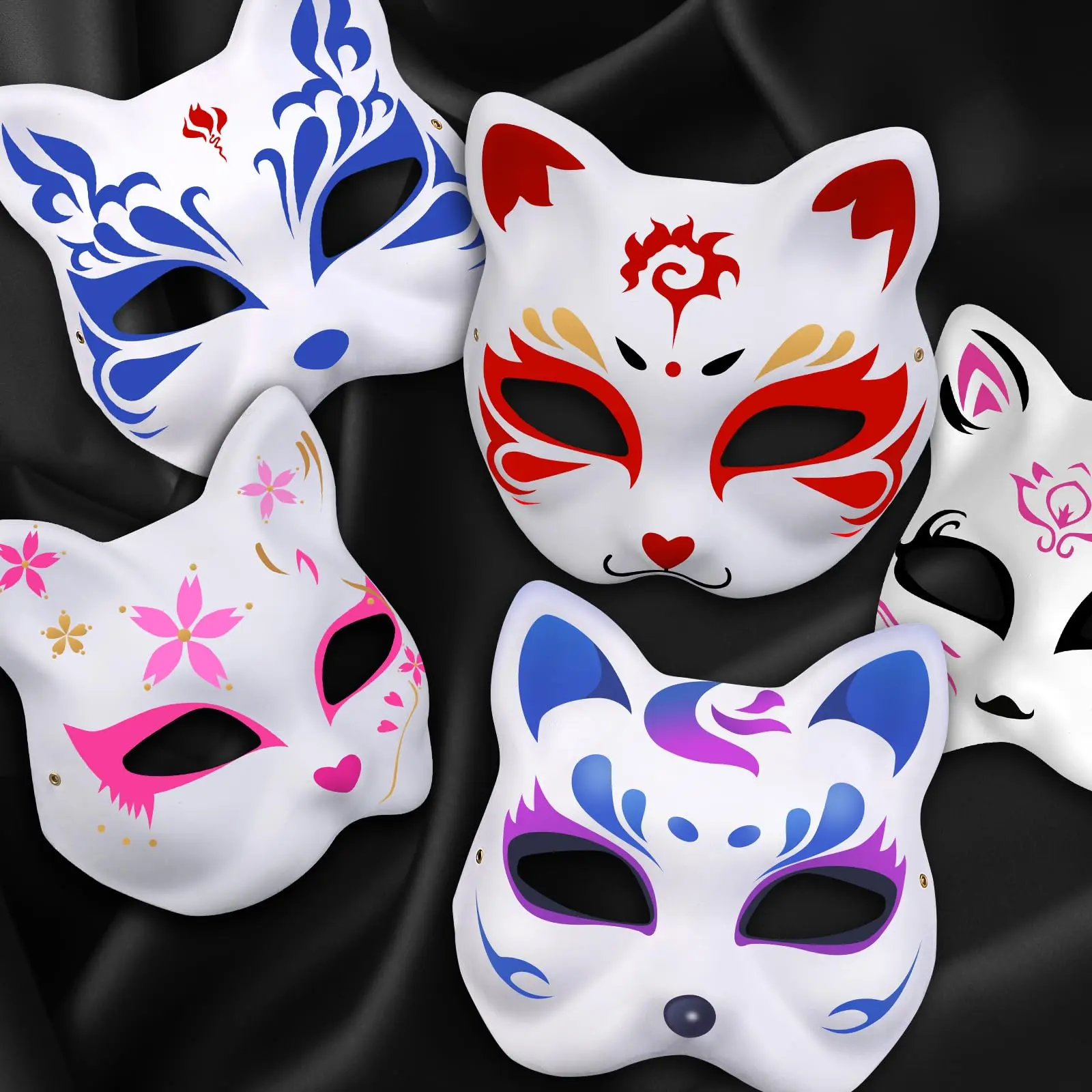 Yaoliucp Kattenmaskers om te schilderen 20 stuks doe-het-zelf wit kattenmasker schattig realistisch Therian masker decoratief halfgezicht dierenmasker voor Halloween maskerade cosplay feest