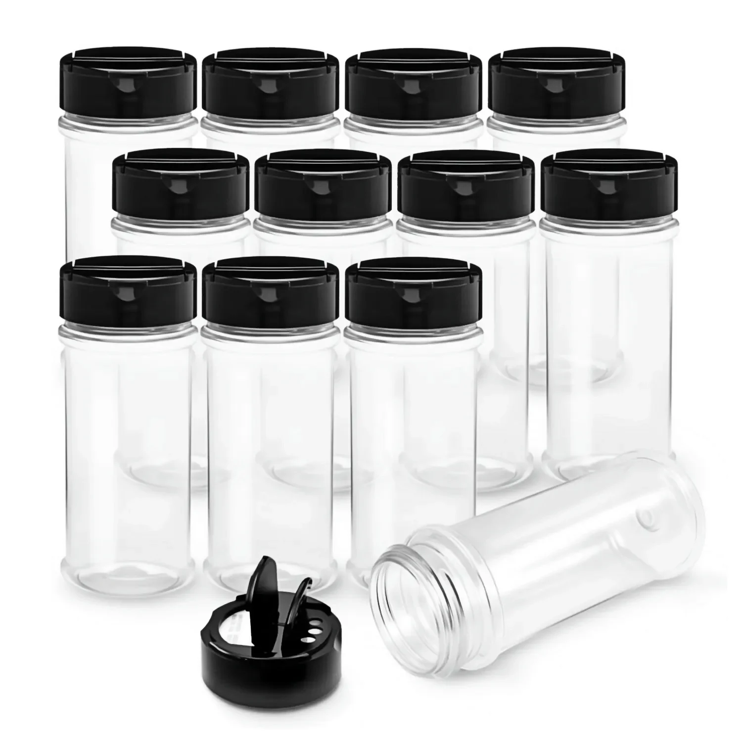 PET Empty Plastic Seasoning Bottles Spice Shaker Powder Containers Pepper Salt Jar With Flapper Cap Spices Jars Set