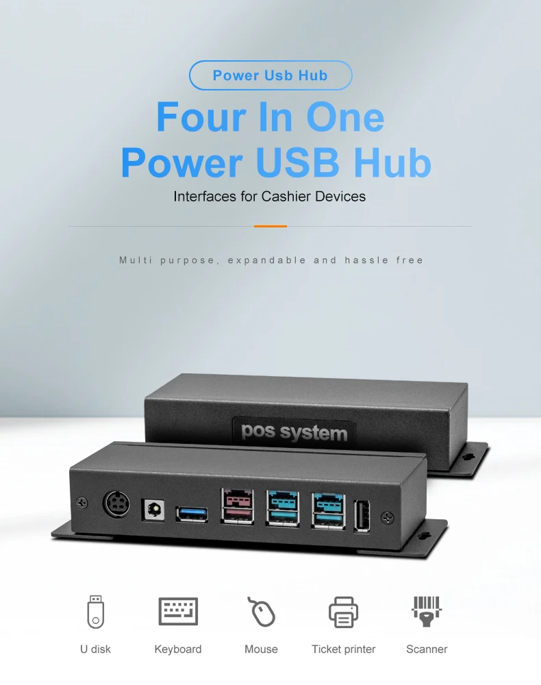 Pos Device Usb Hub 12v Power Usb 24v Powered Usb Hub For All In One Pos