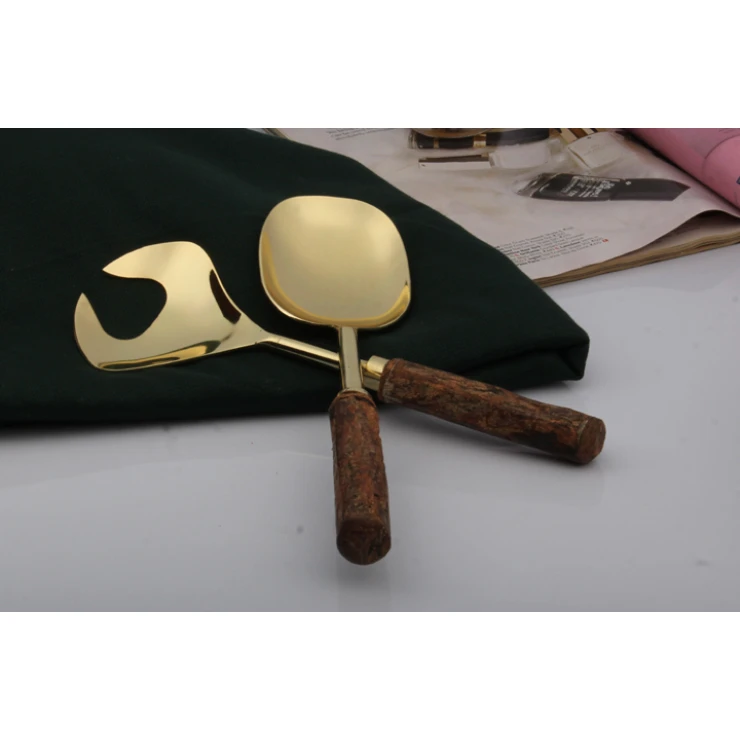 Ss Salad Server Spoon & Fork Set With Designer Handle Premium Quality