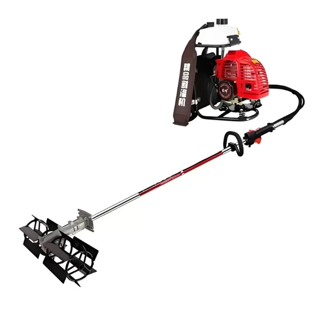 backpack weeder mini tiller Liffshsy Gas Garden Brush Cutter Tiller, 3 in 1 43CC 2 Stroke Lawn Mower Brush Cutter Grass Hedge Trimmer, Cultivator Lawn Mower for Farmland Weeding Harvesting Clearing Ditching (2-Stroke) Wholesale Multifunctional Backpack Weeder 2