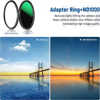 NEEWER 58mm 5-in-1 Magnetic Lens Filter Kit, Includes Neutral Density ND1000+MCUV+CPL+Adapter Ring+Filter Cap with 42-Layer product image