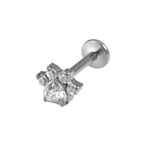 Zircon Inlaid Cat Claw Head Body Piercing Jewelry Titanium Gothic Wedding Party Gift