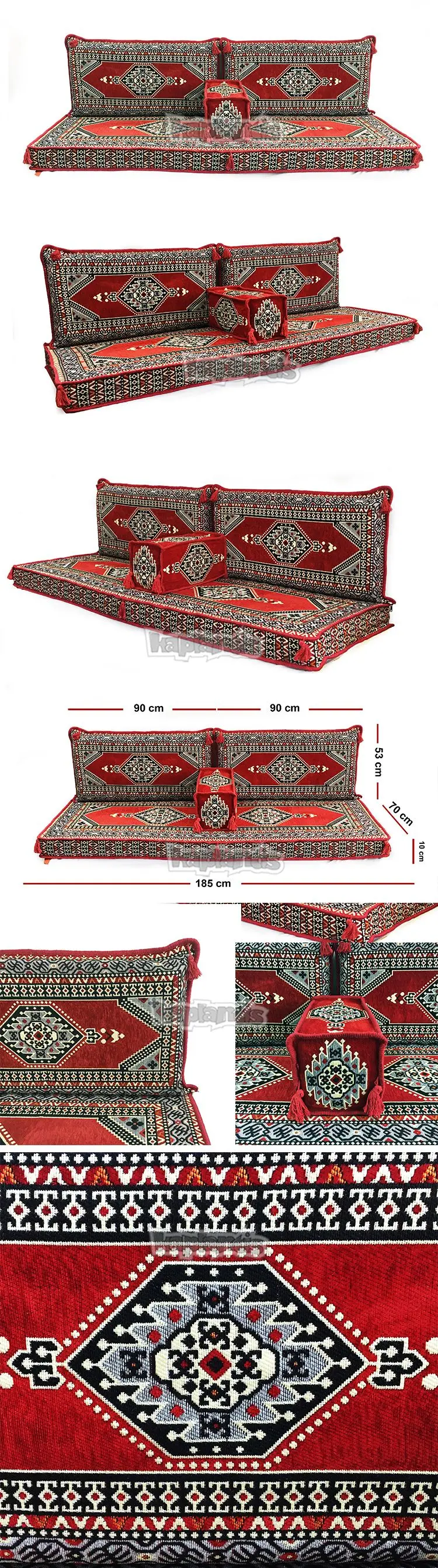 Hookah Bar Oriental Corner Arabic Seating Floor Cushion Cover Set Blue
