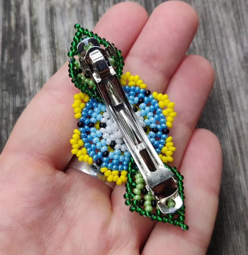 Flower barrette, hair barrette, Beaded barrette, Mexican  display picture 1