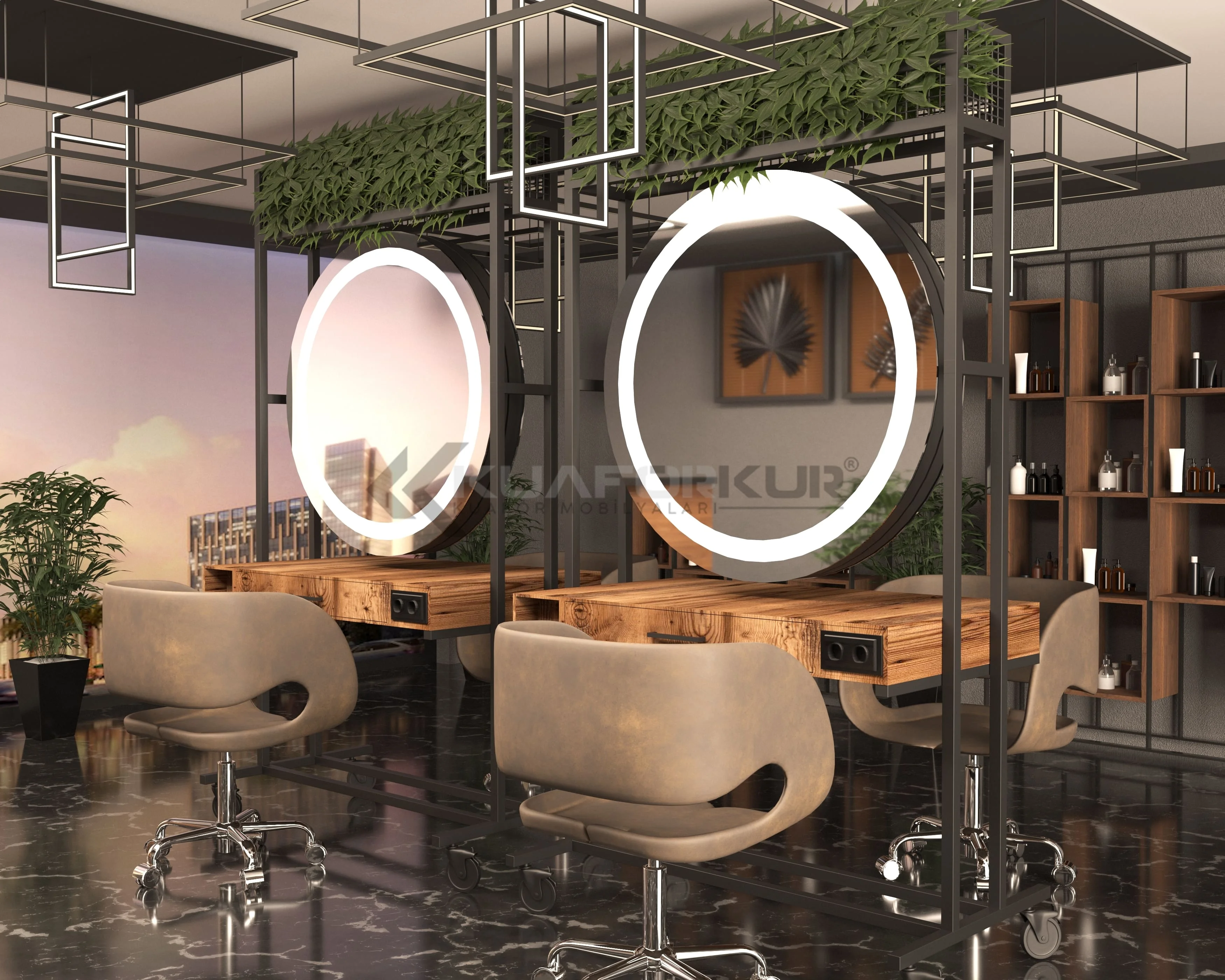 New Design Movable Double Sided Styling Unit Hair Cutting Salon Supply