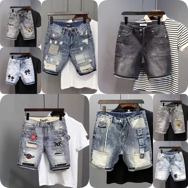 European And American High Street Washed Mid-waist Straight Summer Thin Men's Denim Shorts415_voghion.com