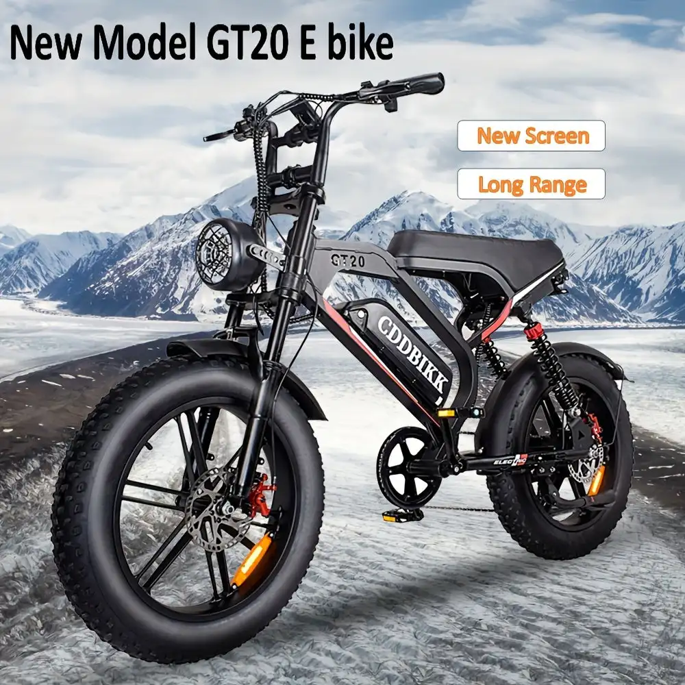 GT20 Electric Bike with 1000W Power 50KM/H Speed 60KM Range 60V Voltage 20 Fat Tires for Thrilling & Lightweight Rides