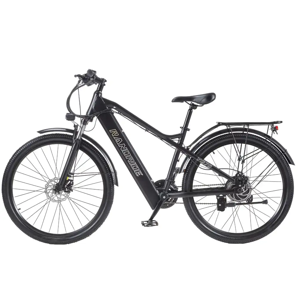 RANDRIDE YG70 Electric City Bike 27.5inch 48V 14Ah Front Suspension Rear Rack Central Motor 50km Range 15ah Battery Capacity