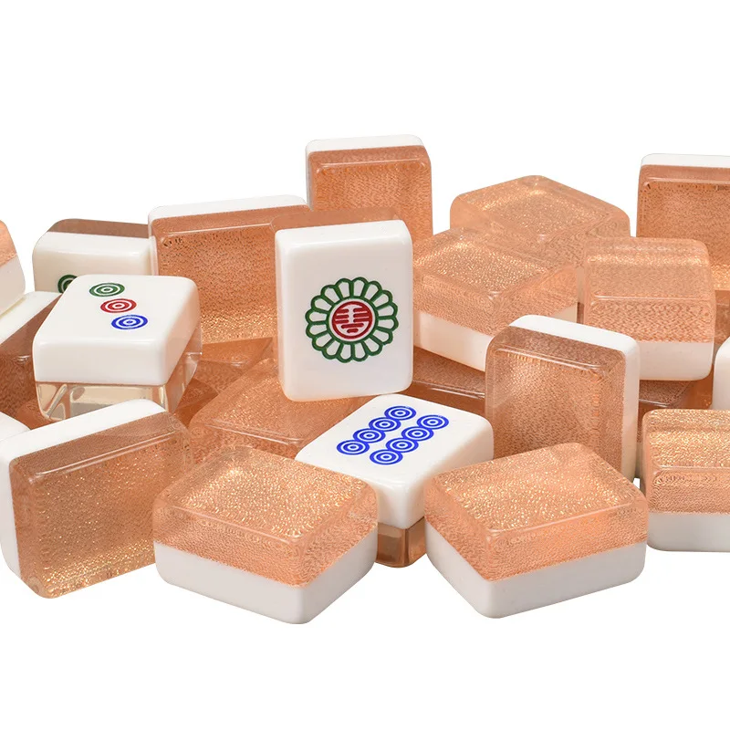 42mm144 Engraved Mahjong Tiles Wooden Case Classic Acrylic Mah