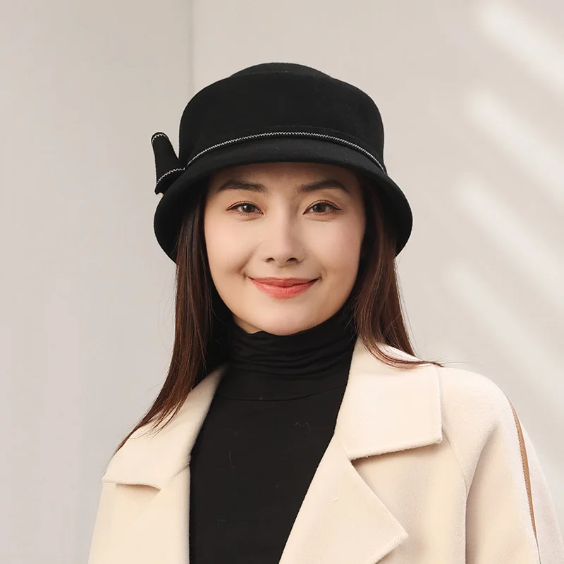 Women Felt Women Winter Hats Ladies Bucket Hat Vintage Cloche Bowler Hat  With Formal Occasion Gifts