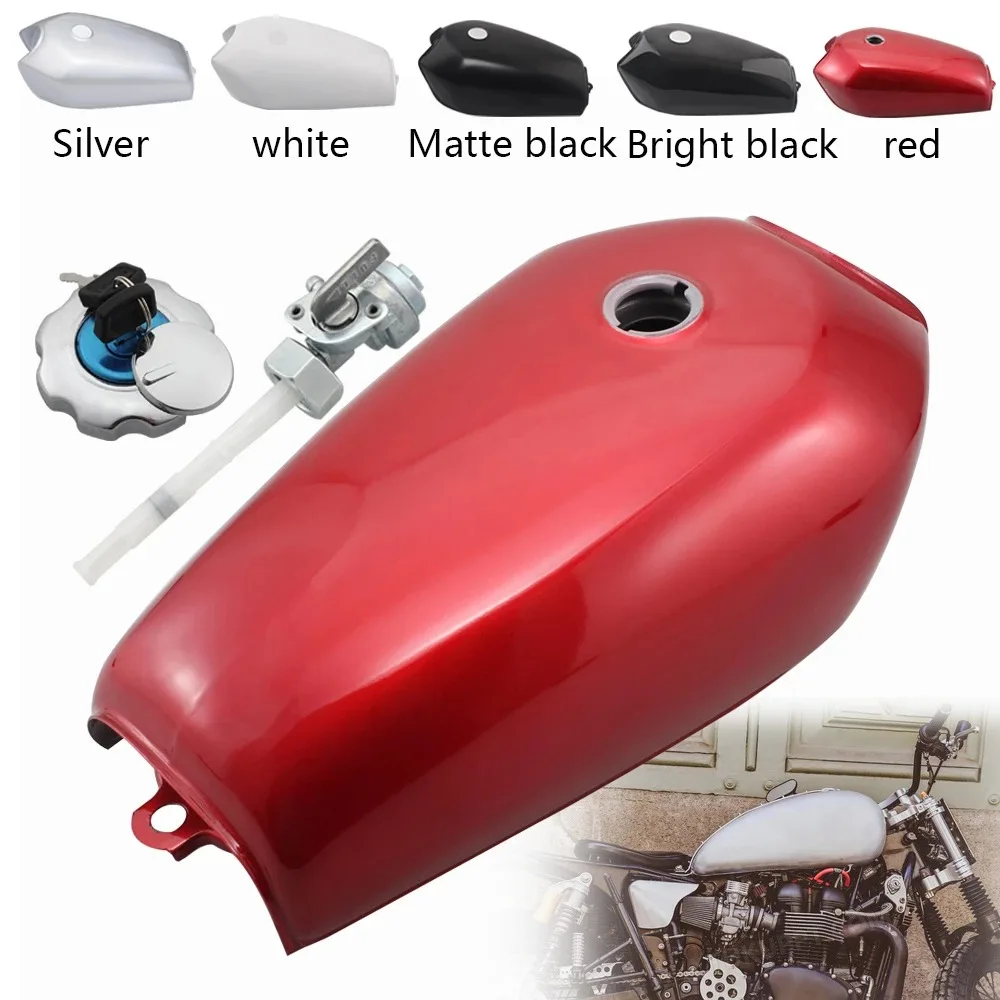 Réservoir Carburant Moto 9L Vintage Rouge - Pour CG125, CG250 - Avec Interrupteur Et Capuchon