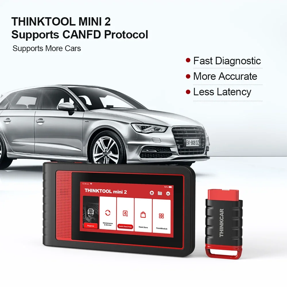 THINKTOOL Mini 2 OBD2 Diagnostic Tool All System Diagnosis Auto Scanner ECU Coding Active Test CANFD 28 Resets System Diagnosis