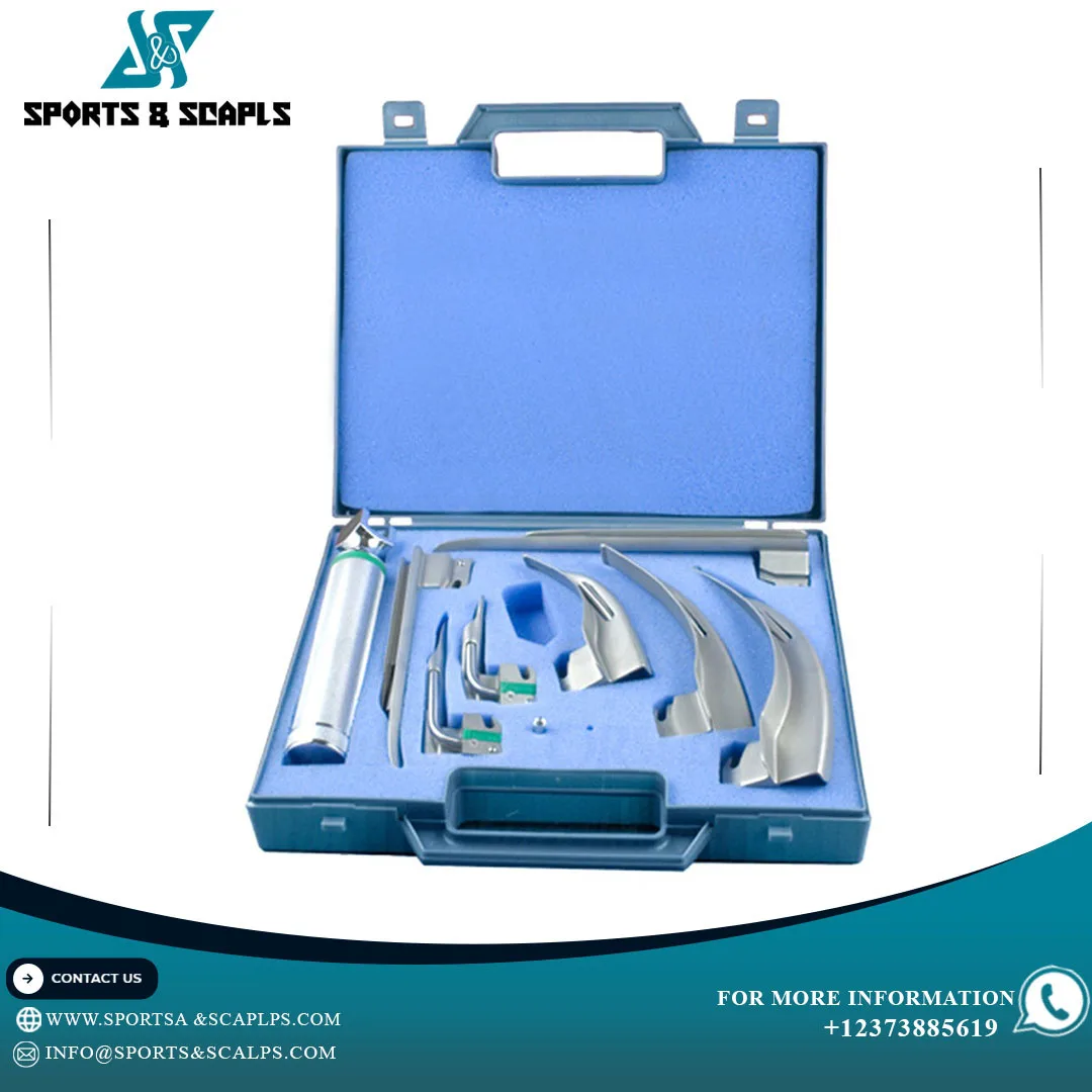 thumbnail interactive-video image 1 of SD Instruments Fiber Optic Macintosh Laryngoscope Set – 4 Blades & Handle 1 of 3