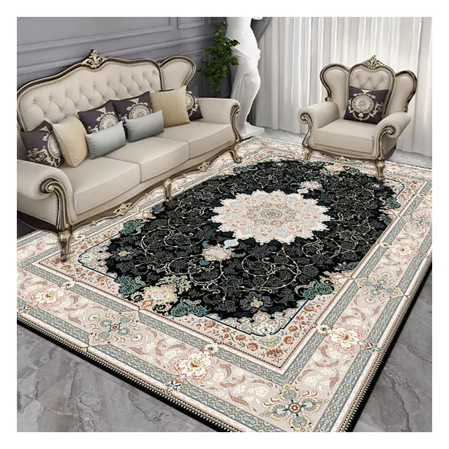 Polyester Crystal Velvet Rug Carpet Soft Rugs for Living Room Bedroom Non-Slip Non-Slip Low-Pile Vintage Floor Carpet