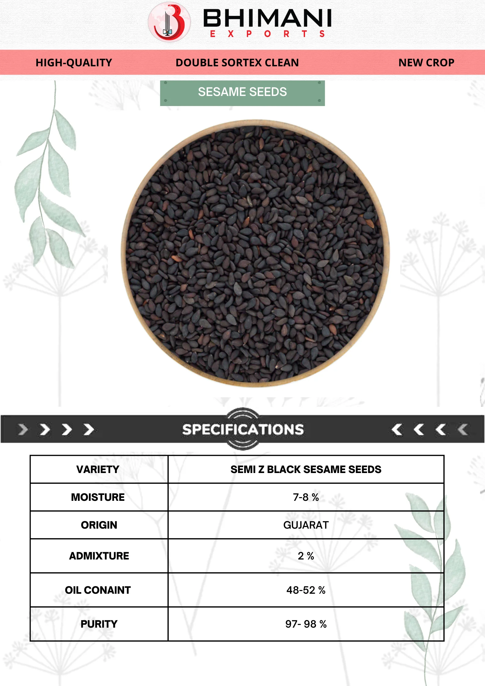 Standard Quality Black Sesame Seeds From India Premium Quality Black ...