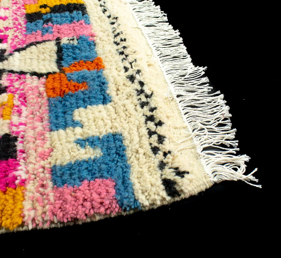 Colorful Moroccan Beni Ourain Berber Rug Large Genuine Wool Rug Custom