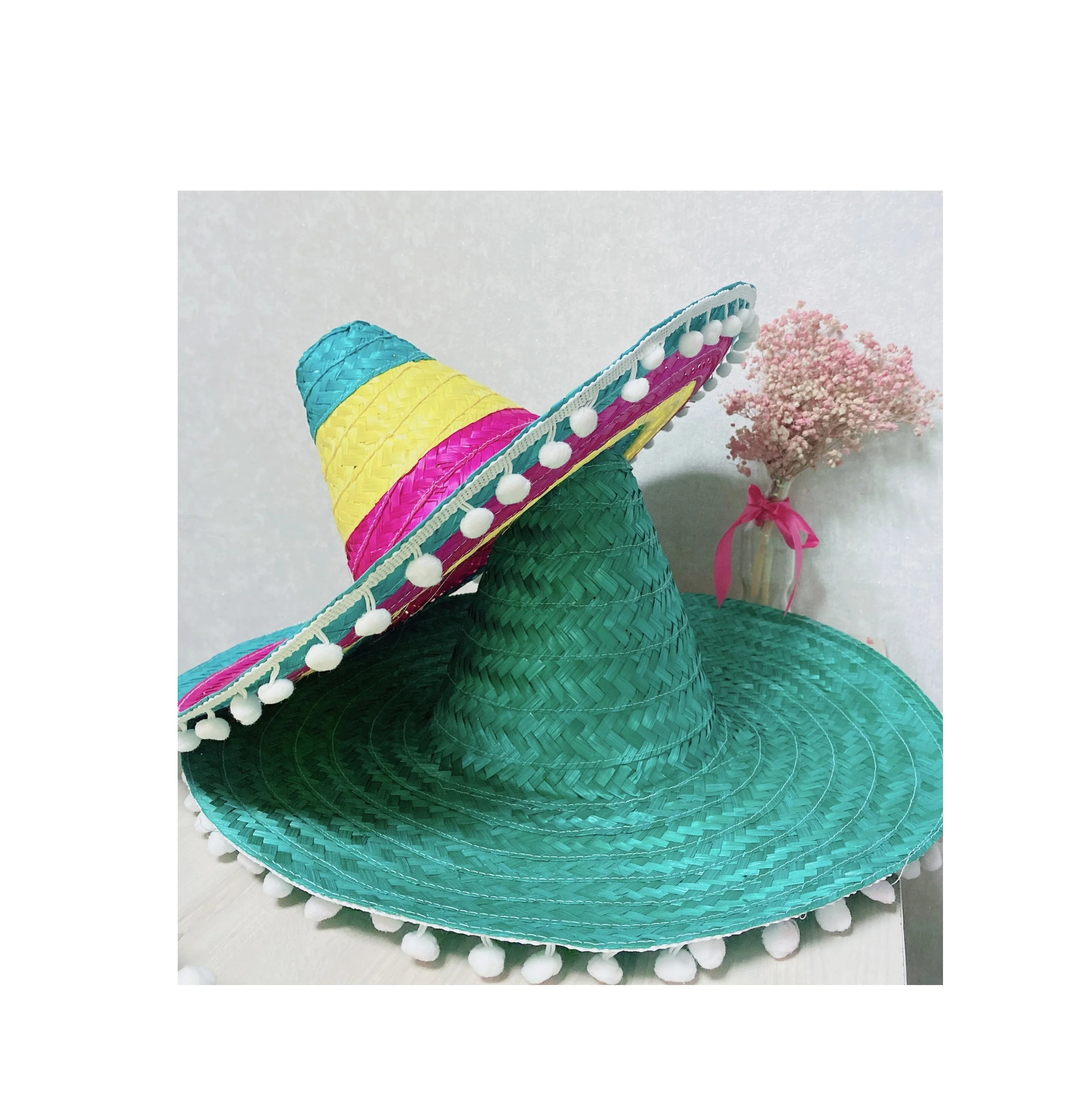 Chapeau de paille mexicain, chapeau pointu, décoration de fête, accessoires de célébration de Festival / Fête d'enfants