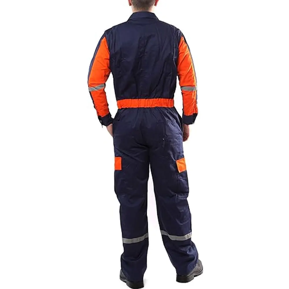 Men Polyester Cotton Safety Work Coverall With Reflective Stripes
