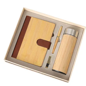 2026 2026 Promotional Bamboo Wood Notebooks Customized Logo Gift Box Set Business Wholesale Environmental Friendly