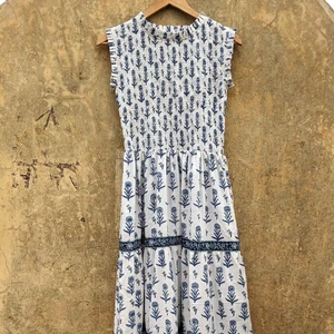 Handmade Block Printed Maxi Dress Hand Block Printed Cotton Dress Woven Adjustable Dress For Women Gift For Her