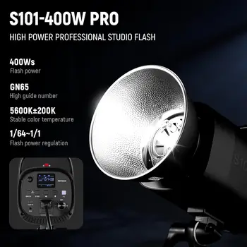 NEEWER 800Ws Studio Moonlight Flash Light Kit: 2 Pack S101-400W PRO 5600K Strobe Lights with 2.4G Trigger/150W Modeling Lamps detail image