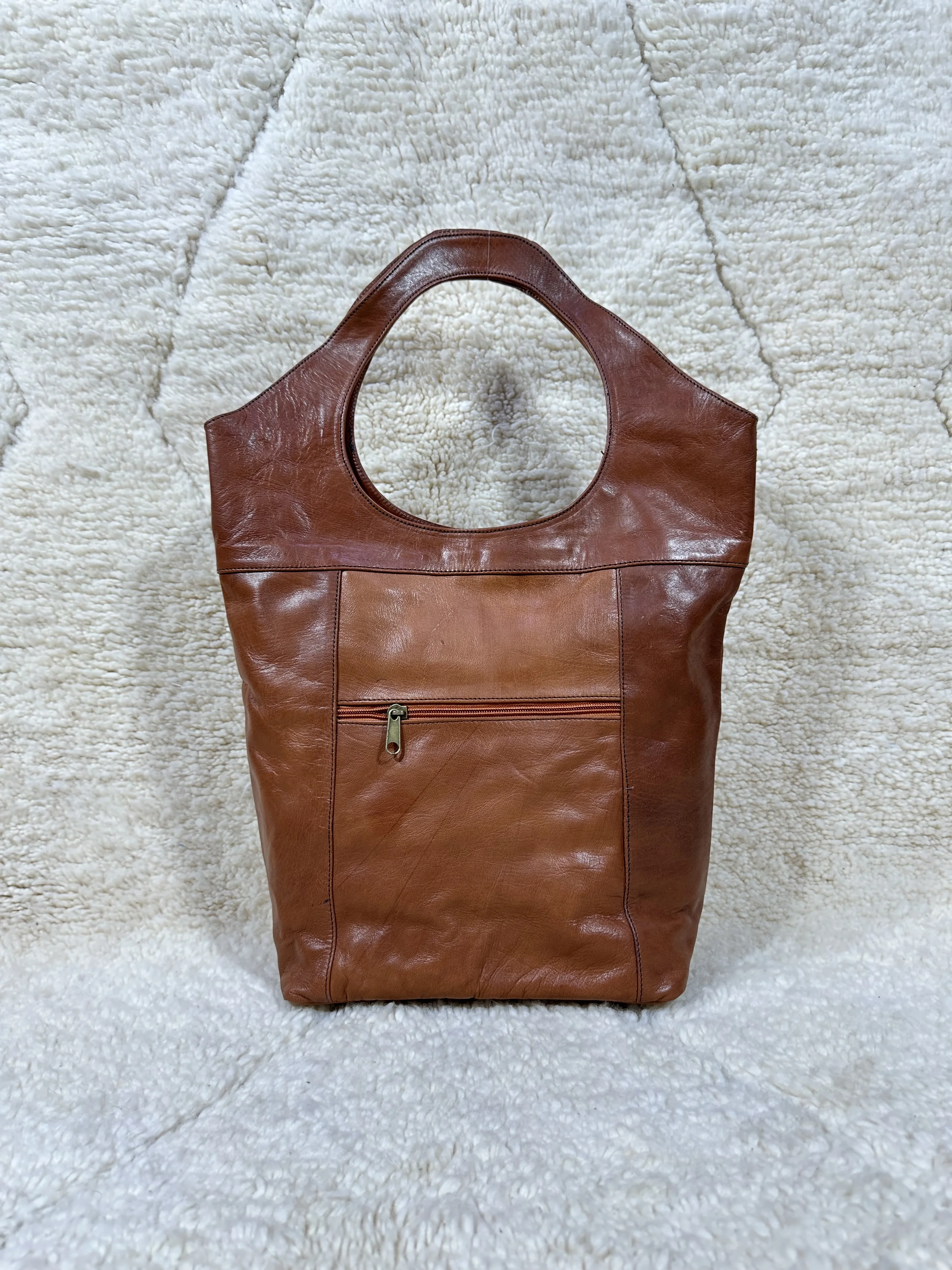Designer Genuine Smooth Leather Tote Bag for Ladies Moroccan Style Big Size with Cover Closure Low Price Handbag