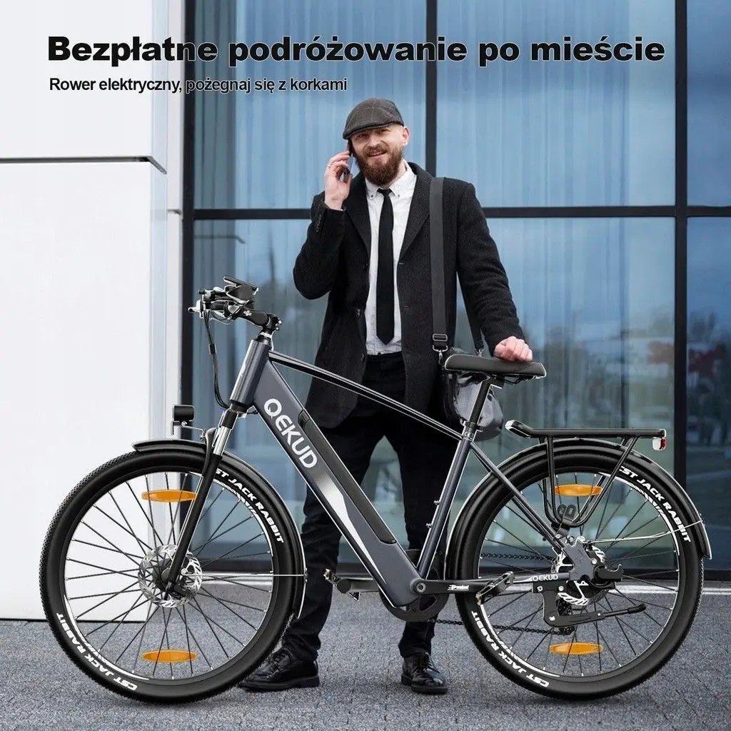 Qekud E-Bike 27.5 zoll E-Cityrad mit 36V 12,5Ah herausnehmbarer Akku 250W Motor