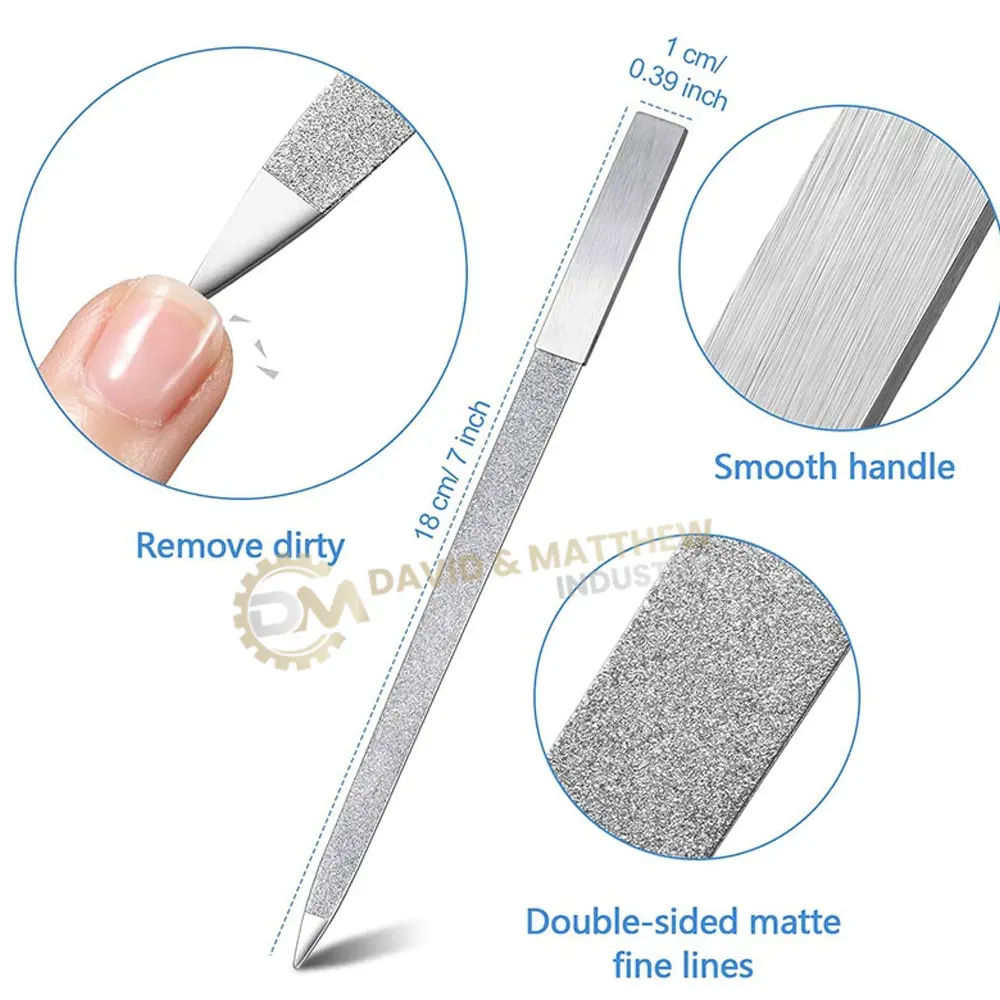 Custom Logo Nail File Stainless Steel Nail Salon Tools Double Sided