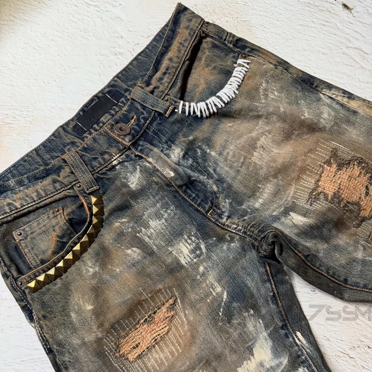 Custom Washed Street Y2K Baggy Patchwork Vintage Painted Dirty 