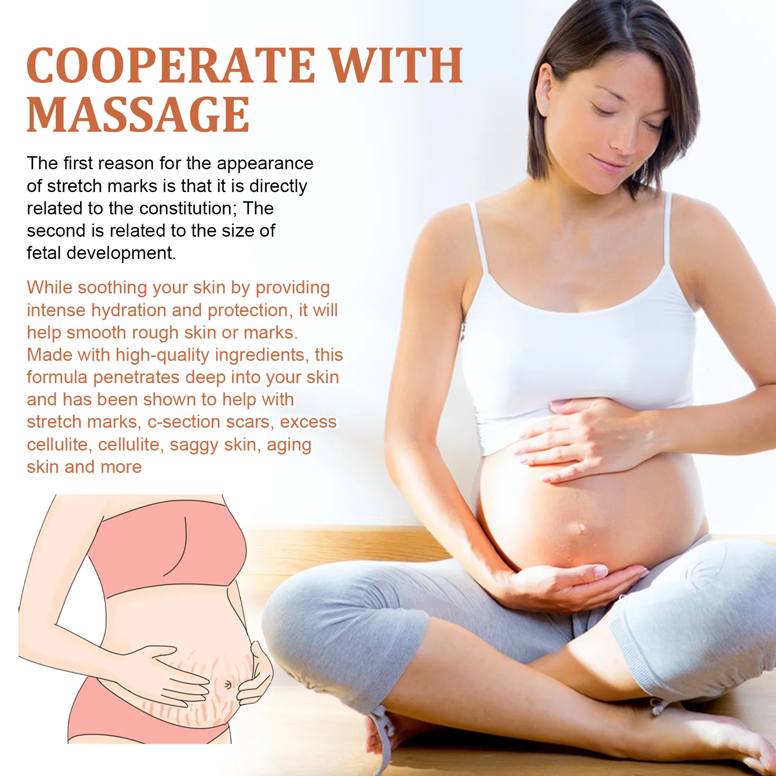 Best Selling Vegan Frmula Mild and Non-Irritating Fast Acting Smooth Skin Stretch Mark Repair Cream