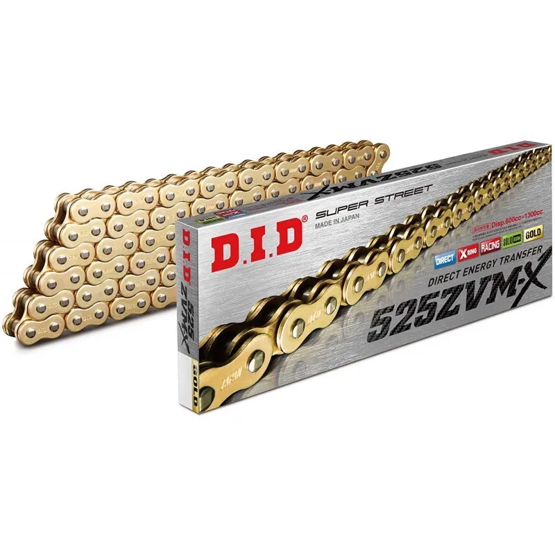Made in Japan DID Gold X-Ring Chain, 525ZVM-X 120 Links for